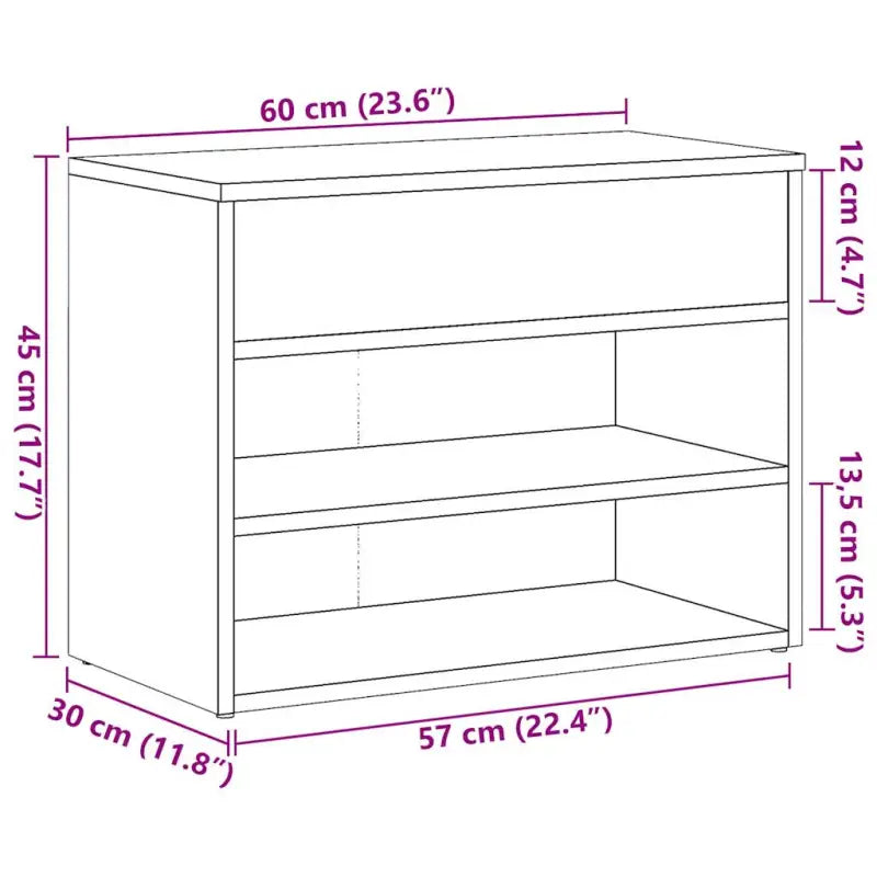 Schoenenbank 60X30X45 Cm Bewerkt Hout Kleurig