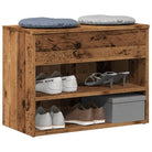 Schoenenbank 60X30X45 Cm Bewerkt Hout Kleurig