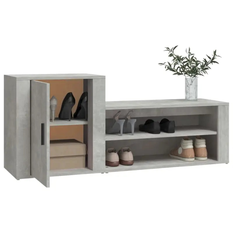 Elegante schoenenkast beschikt over bewerkt hout voor een opgeruimde ingang - Betongrijs / 1 - Schoenenrekken