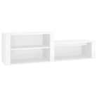 Elegante schoenenkast in hoogglans wit met bewerkt hout - Hoogglans wit / 1 - Schoenenrekken
