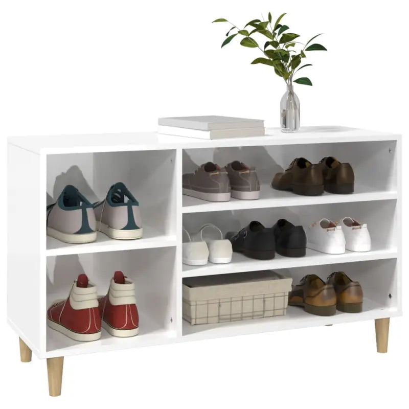 Elegante schoenenkast in hoogglans wit van bewerkt hout - Schoenenrekken
