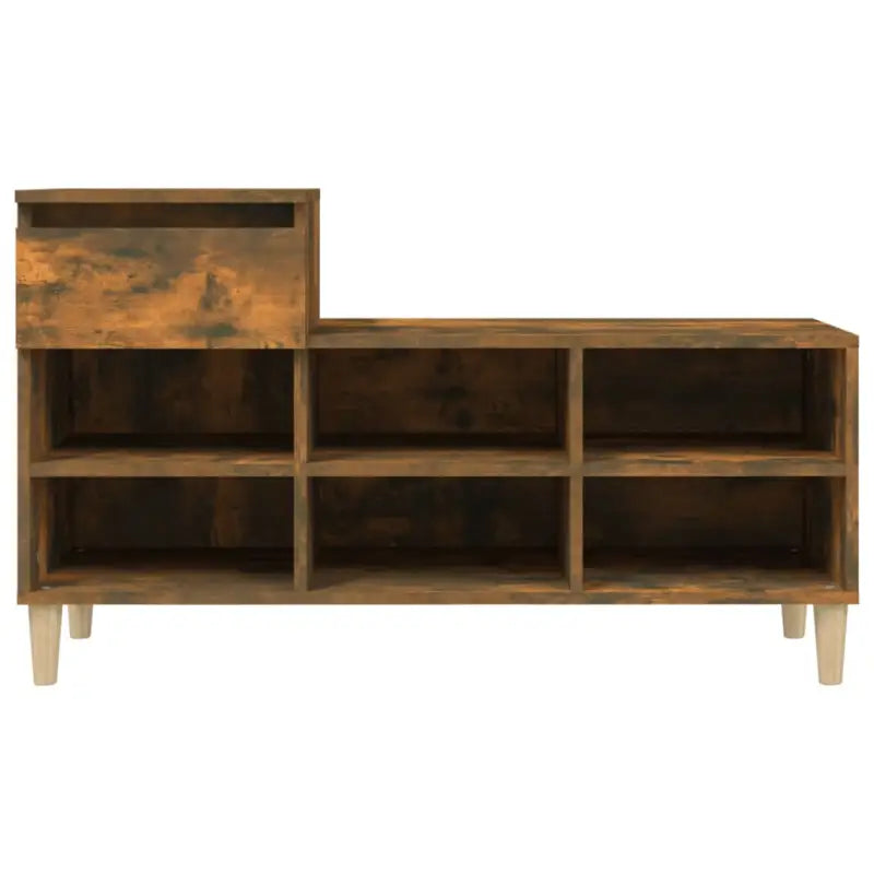Elegante schoenenkast met bewerkt hout en houten poten voor een opgeruimd huis - Gerookt eiken / 1 - Schoenenrekken