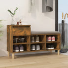 Elegante schoenenkast met bewerkt hout en houten poten voor een opgeruimd huis - Gerookt eiken / 1 - Schoenenrekken