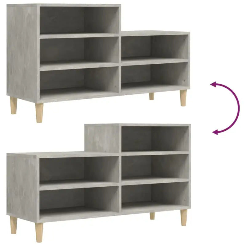 Elegante schoenenkast met bewerkt hout en houten poten voor een opgeruimd huis - Betongrijs / 1 - Schoenenrekken