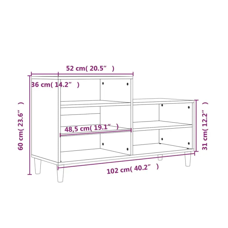 Elegante schoenenkast met bewerkt hout en houten poten voor een opgeruimd huis - Betongrijs / 1 - Schoenenrekken