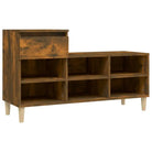 Elegante schoenenkast met bewerkt hout en houten poten voor een opgeruimd huis - Gerookt eiken / 1 - Schoenenrekken