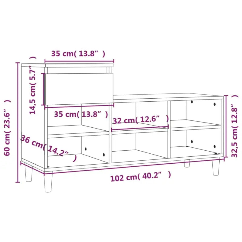 Elegante schoenenkast met bewerkt hout en houten poten voor een opgeruimd huis - Gerookt eiken / 1 - Schoenenrekken