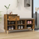 Elegante schoenenkast met bewerkt hout en houten poten voor een opgeruimd huis - Gerookt eiken / 1 - Schoenenrekken