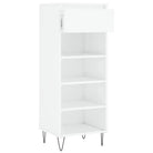 Elegante schoenenkast met bewerkt hout en metalen poten in hoogglans wit - Hoogglans wit / 1 - Schoenenrekken