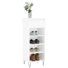 Elegante schoenenkast met bewerkt hout en metalen poten in hoogglans wit - Hoogglans wit / 1 - Schoenenrekken