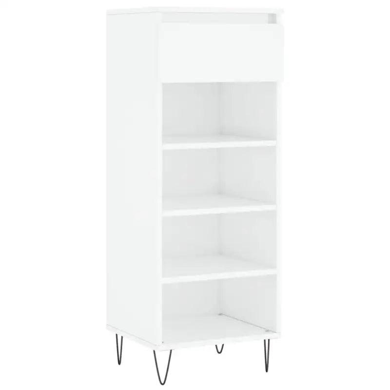Elegante schoenenkast met bewerkt hout en metalen poten in hoogglans wit - Hoogglans wit / 1 - Schoenenrekken