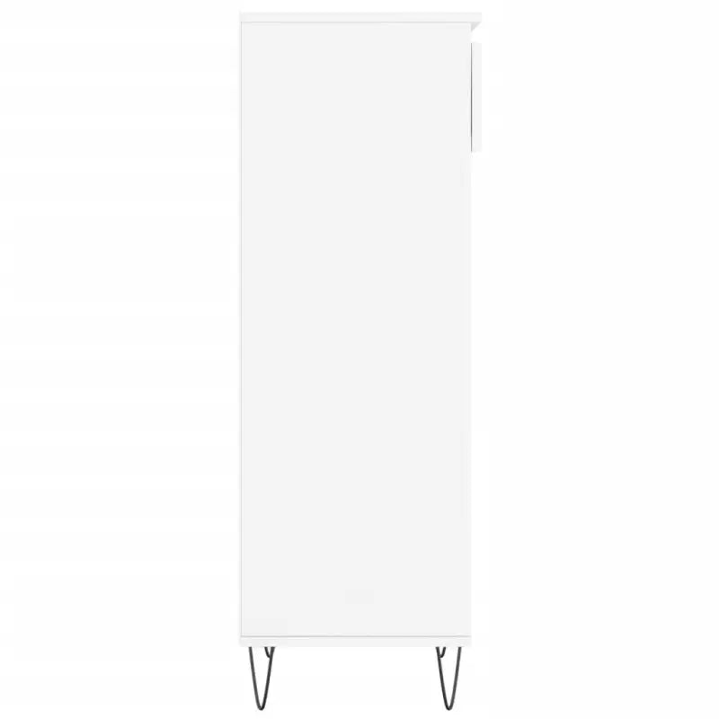 Elegante schoenenkast met bewerkt hout en metalen poten in hoogglans wit - Hoogglans wit / 1 - Schoenenrekken
