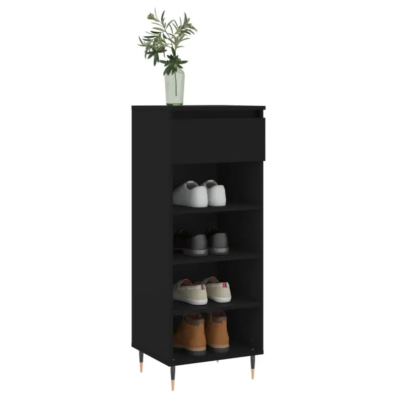 Elegante schoenenkast met bewerkt hout en metalen poten - Schoenenrekken
