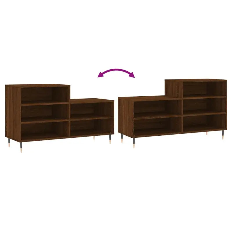 Elegante schoenenkast met bewerkt hout en metalen poten - Schoenenrekken