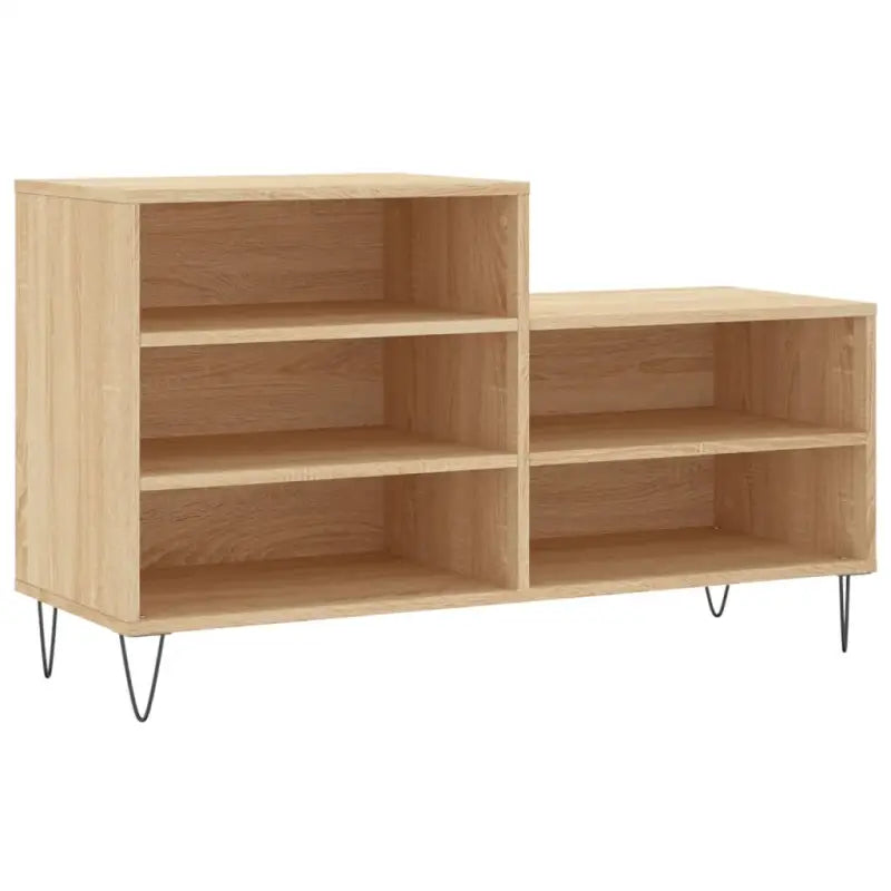 Elegante schoenenkast met bewerkt hout en metalen poten - Schoenenrekken