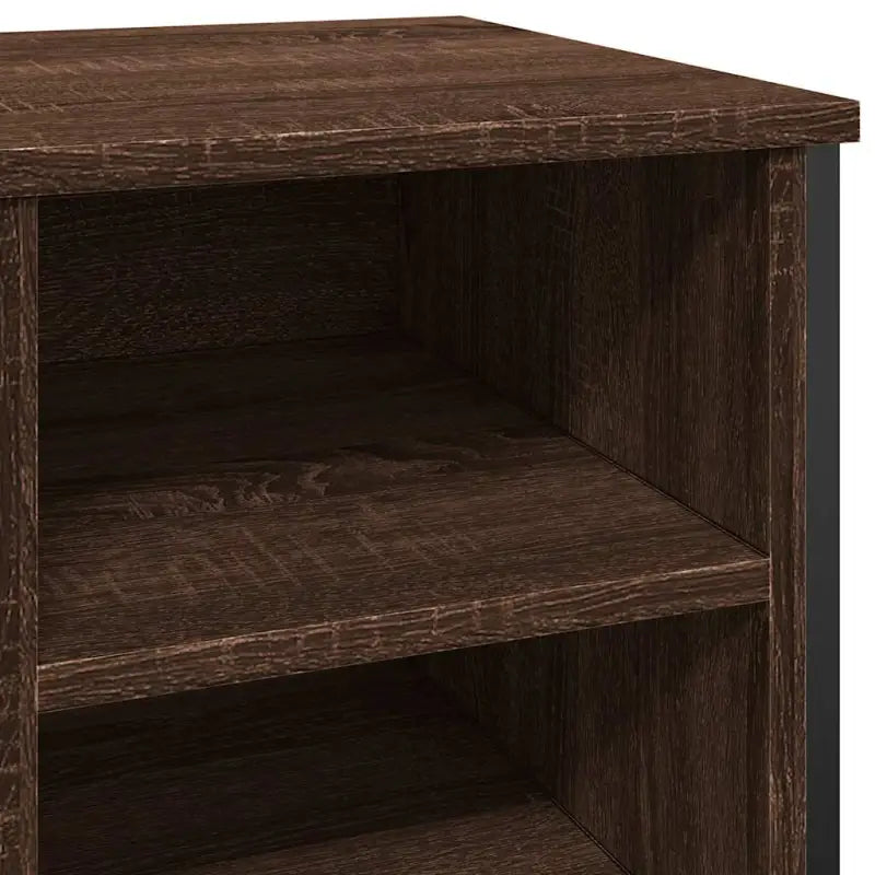 Elegante schoenenkast met bewerkt hout en metalen poten - Schoenenrekken