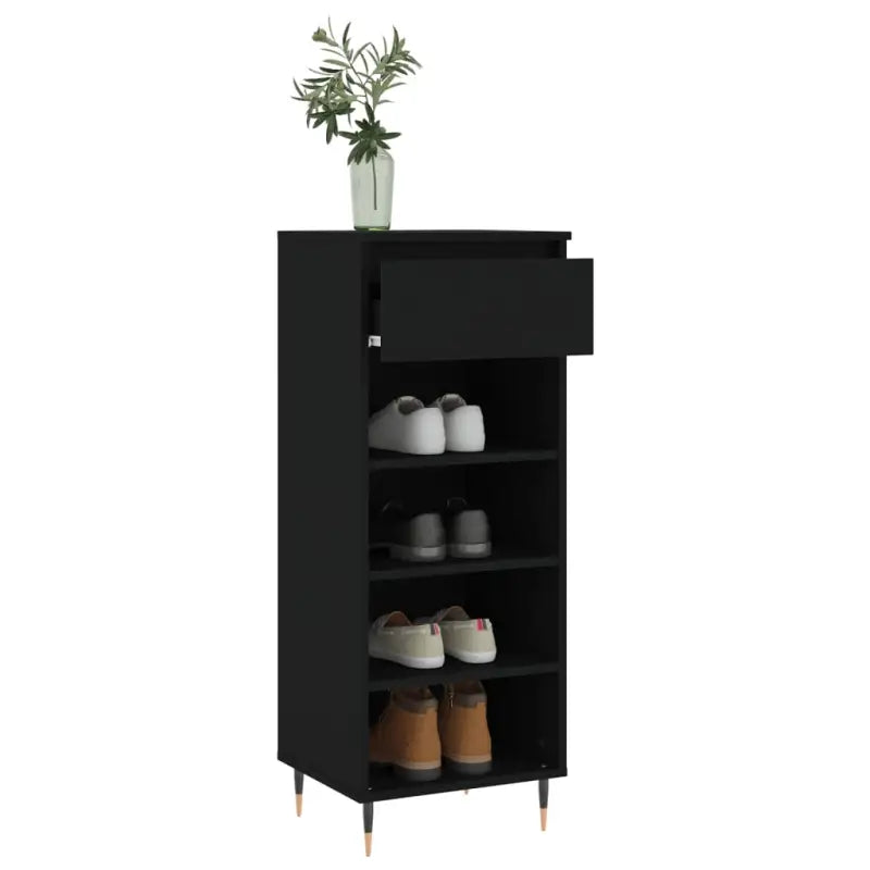 Elegante schoenenkast met bewerkt hout en metalen poten - Schoenenrekken