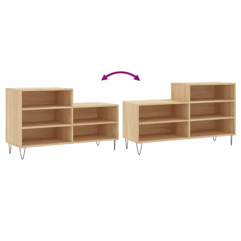 Elegante schoenenkast met bewerkt hout en metalen poten - Schoenenrekken
