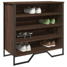Elegante schoenenkast met bewerkt hout en metalen poten voor orde - bruin eikenkleur / 1 - Schoenenrekken