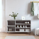 Elegante schoenenkast met bewerkt hout en metalen poten voor ordening - Betongrijs / 1 - Schoenenrekken