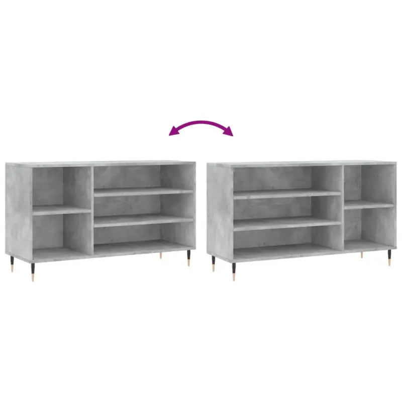 Elegante schoenenkast met bewerkt hout en metalen poten voor ordening - Betongrijs / 1 - Schoenenrekken