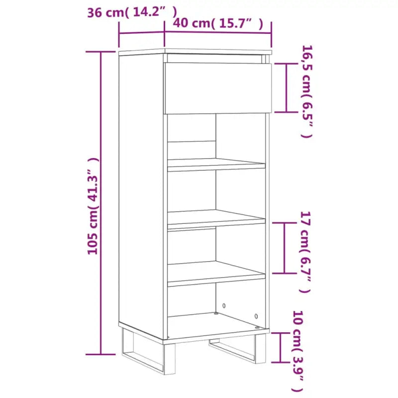 Elegante schoenenkast met bewerkt hout en metalen poten - Zwart / 1 - Schoenenrekken