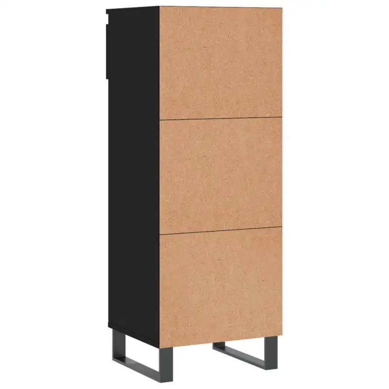 Elegante schoenenkast met bewerkt hout en metalen poten - Zwart / 1 - Schoenenrekken