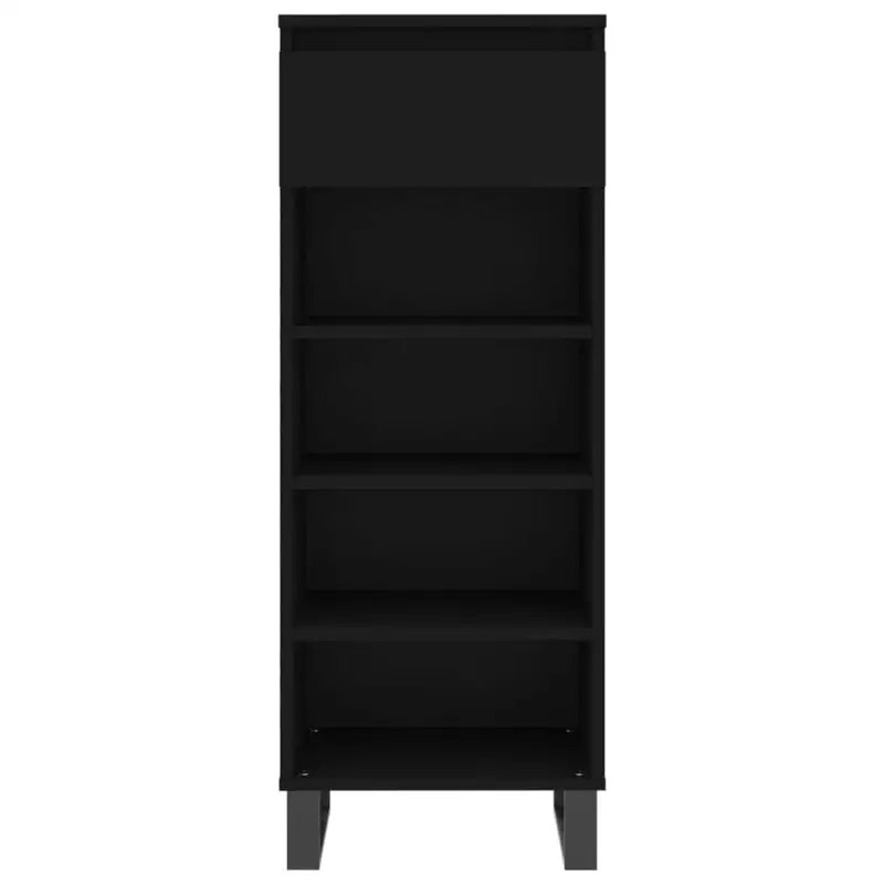 Elegante schoenenkast met bewerkt hout en metalen poten - Zwart / 1 - Schoenenrekken