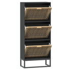 Elegante schoenenkast met ijzeren poot en bewerkt hout voor overzicht - Zwart / 1 - Schoenenrekken
