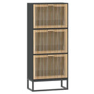 Elegante schoenenkast met ijzeren poot en bewerkt hout voor overzicht - Zwart / 1 - Schoenenrekken