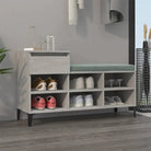 Elegante schoenenkast van bewerkt hout en met metalen poten in hoogglans wit - Betongrijs / 1 - Schoenenrekken
