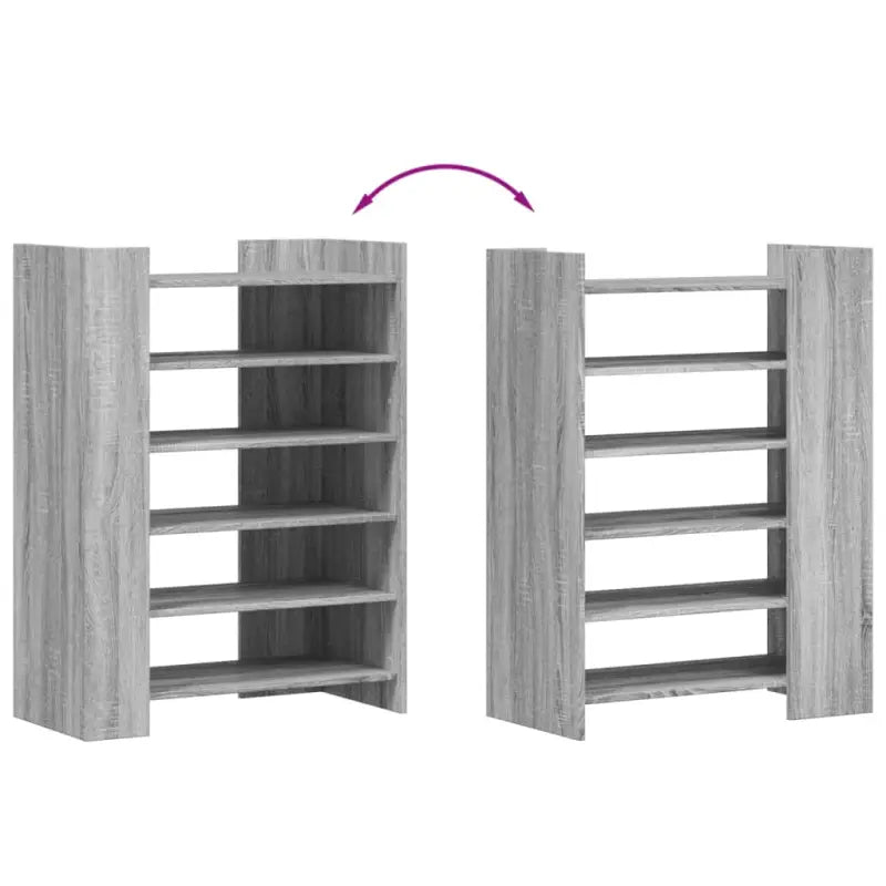 Elegante schoenenkast van bewerkt hout in grijs Sonoma eiken stijl - Schoenenrekken