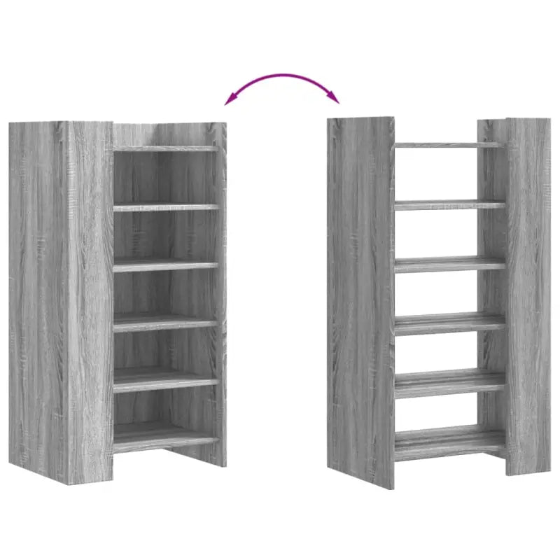Elegante schoenenkast van bewerkt hout in grijs sonoma eiken stijl - Schoenenrekken