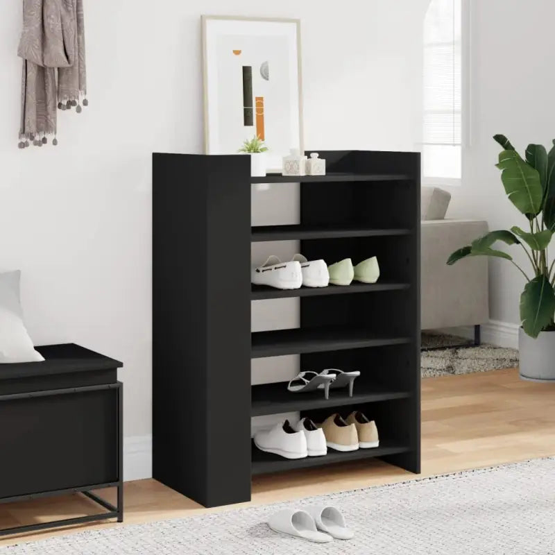 Elegante schoenenkast van bewerkt hout in grijs Sonoma eiken stijl - Zwart / 1 - Schoenenrekken
