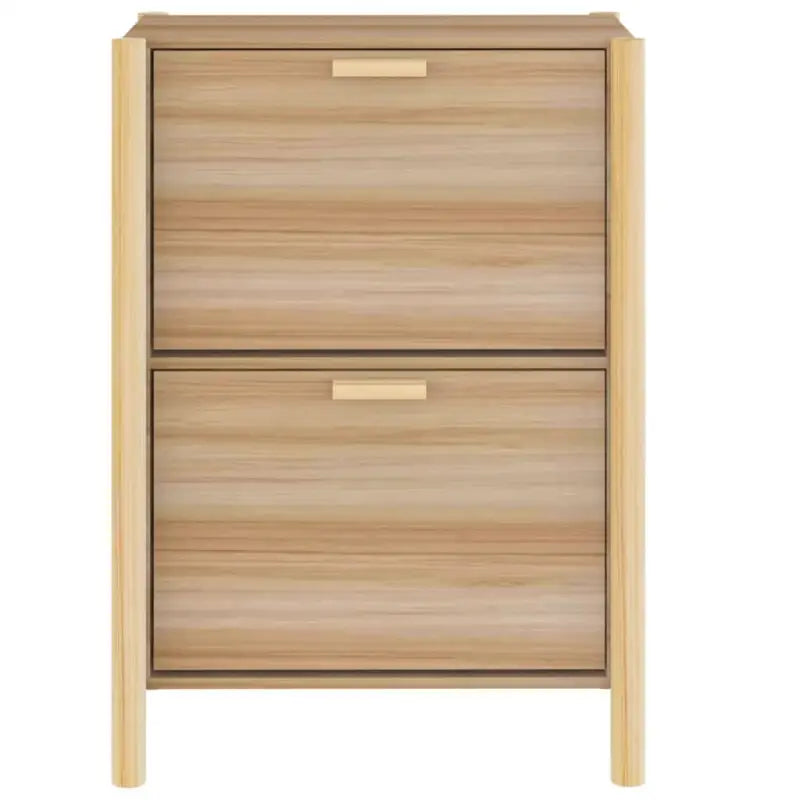 Elegante schoenenkast van bewerkt hout met houten poot voor een nette ruimte - Schoenenrekken