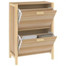 Elegante schoenenkast van bewerkt hout met houten poot voor een nette ruimte - Schoenenrekken