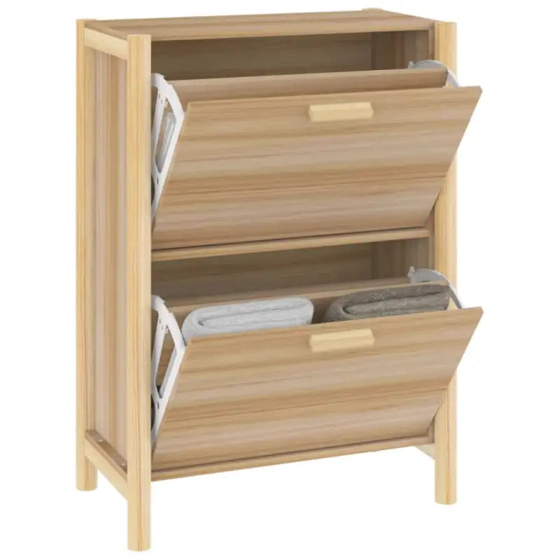 Elegante schoenenkast van bewerkt hout met houten poot voor een nette ruimte - Schoenenrekken