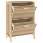 Elegante schoenenkast van bewerkt hout met houten poot voor een nette ruimte - Schoenenrekken