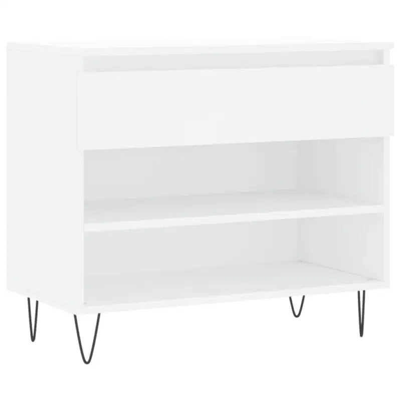 Elegante schoenenkast van bewerkt hout met metalen poten voor een opgeruimde ruimte - Schoenenrekken