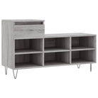 Elegante schoenenkast van bewerkt hout met metalen poten voor een opgeruimde ruimte - Schoenenrekken