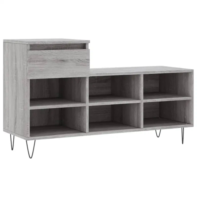 Elegante schoenenkast van bewerkt hout met metalen poten voor een opgeruimde ruimte - Schoenenrekken