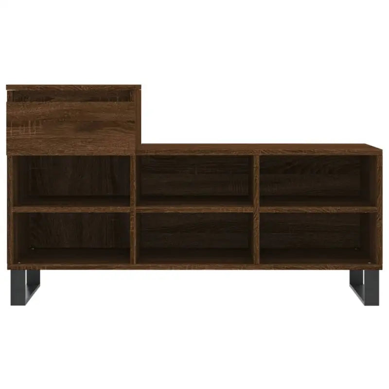 Elegante schoenenkast van bewerkt hout met metalen poten voor een opgeruimde ingang - Schoenenrekken