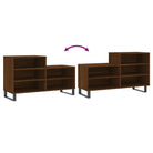 Elegante schoenenkast van bewerkt hout met metalen poten voor een opgeruimd huis - Schoenenrekken