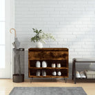 Elegante schoenenkast van bewerkt hout met metalen poten voor een opgeruimde ruimte - Gerookt eiken / 1 - Schoenenrekken