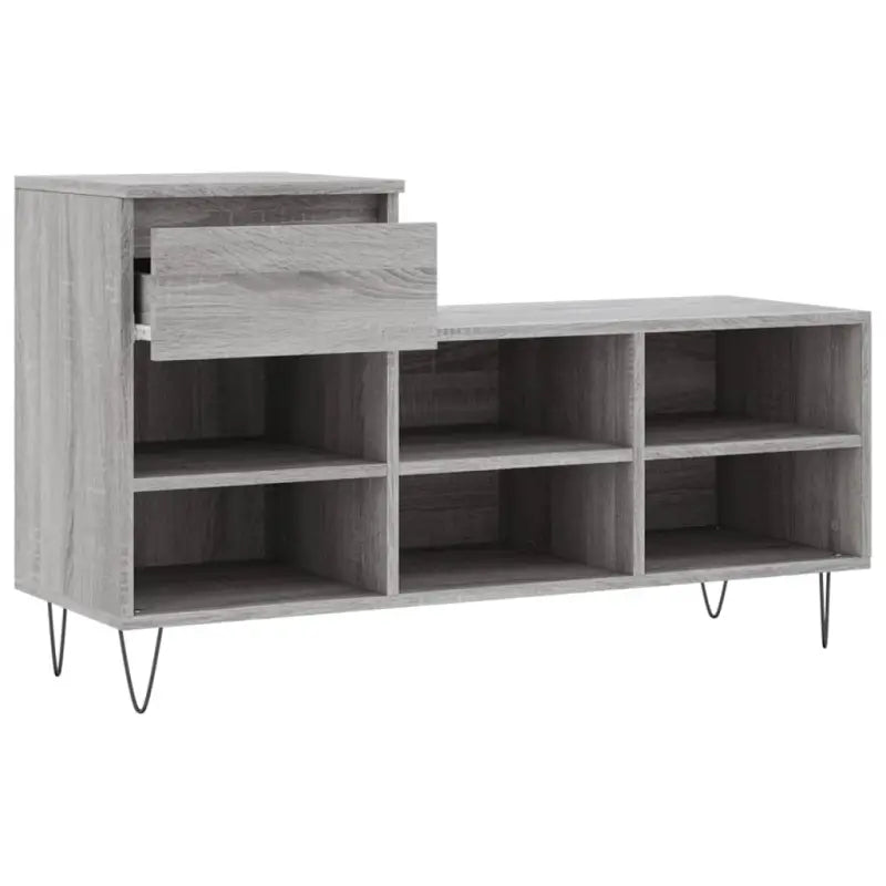 Elegante schoenenkast van bewerkt hout met metalen poten voor een opgeruimde ruimte - Schoenenrekken