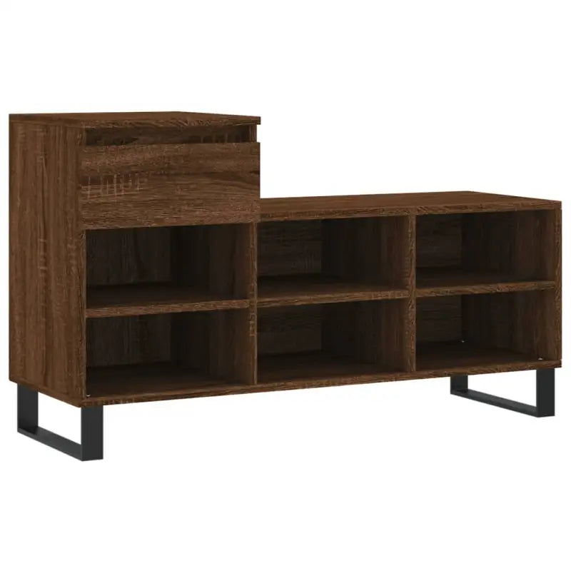 Elegante schoenenkast van bewerkt hout met metalen poten voor een opgeruimde ingang - Schoenenrekken