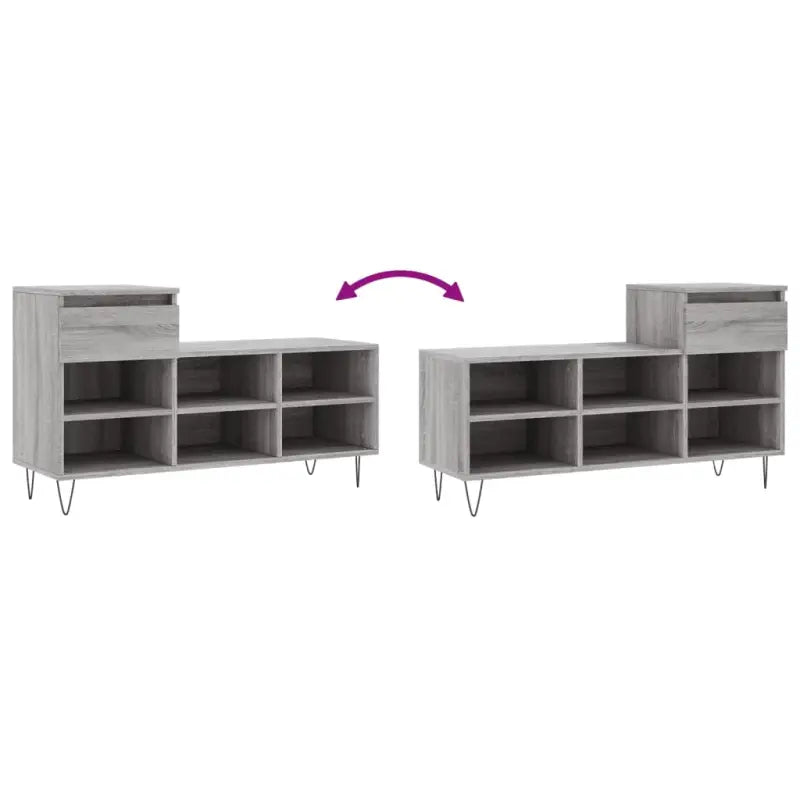 Elegante schoenenkast van bewerkt hout met metalen poten voor een opgeruimde ruimte - Schoenenrekken