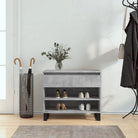 Elegante schoenenkast van bewerkt hout met metalen poten - Betongrijs / 1 - Schoenenrekken