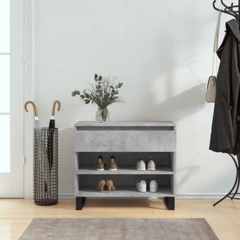 Elegante schoenenkast van bewerkt hout met metalen poten - Betongrijs / 1 - Schoenenrekken