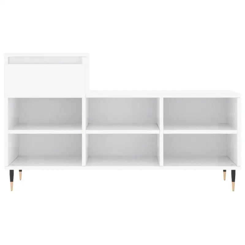 Elegante schoenenkast van bewerkt hout met metalen poten in hoogglans wit - Hoogglans wit / 1 - Schoenenrekken